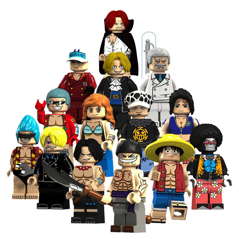 Mainan Lego 14Pcs/Set Luffy Sanji Robin Zoro Nami One Piece Anime Sea Adventure Building Blocks