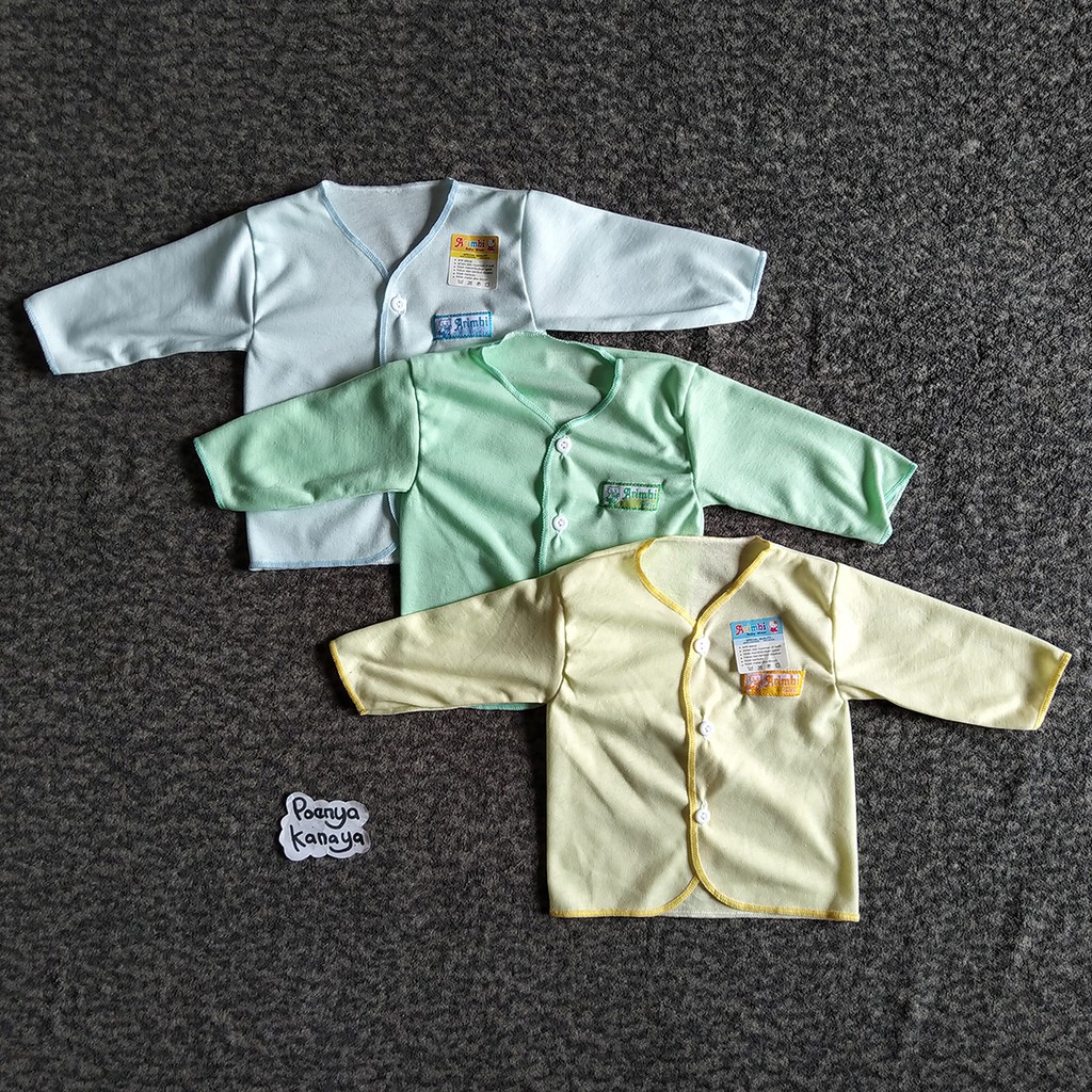 BB03 Baju  Bayi  Tangan  Panjang Polos Newborn Arimbi 0 3 