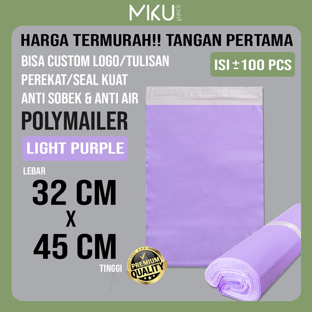 

MIKUPACK 32x45CM AMPLOP POLYMAILER KANTONG PLASTIK POLYBAG AMPLOP PACKING - UNGU MUDA