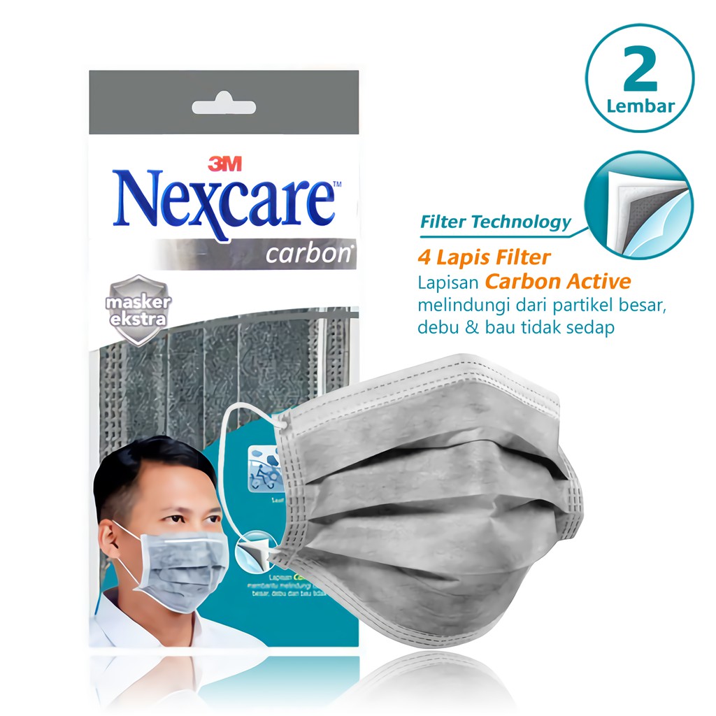 3M Nexcare Masker  Kesehatan Karbon  Aktif 3 Ply Earloop 2 