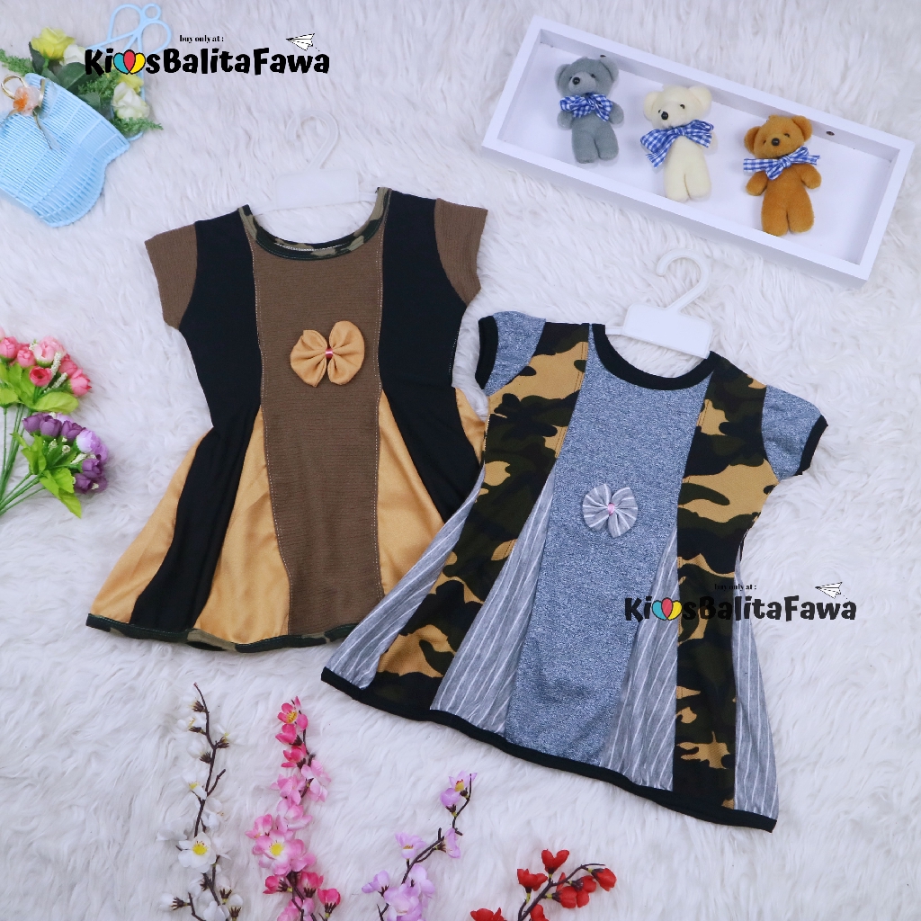Dress Clara 1-3 Tahun / Baju Anak Perempuan Pesta Batik Gaun Anak Atasan Harian Lengan Bahan Adem-Kombi Hitam