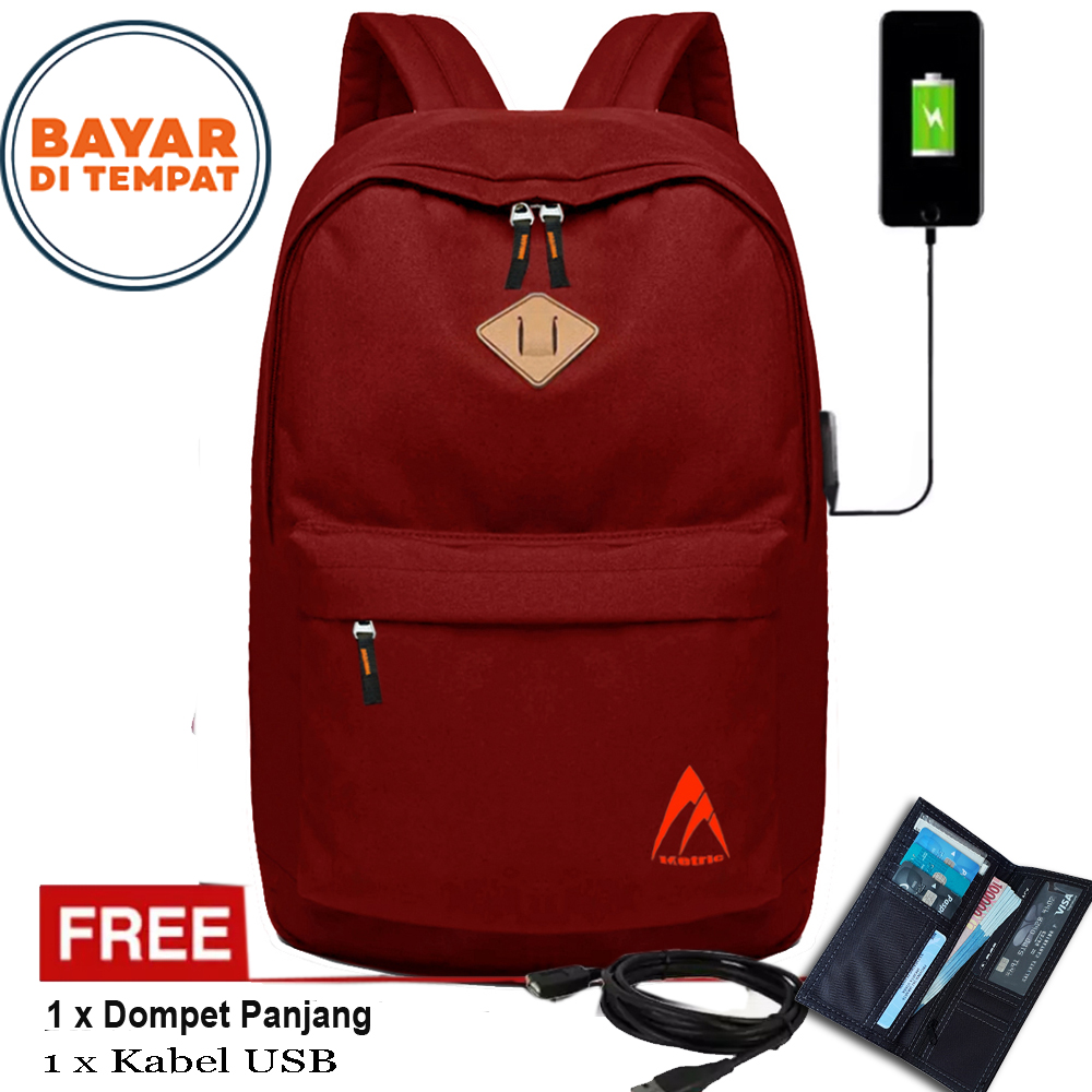 11.11 Shopee Super BIG SALE!! Backpack Distro USB Free Dompet Panjang-Tas Ransel Pria Wanita P550 Ransel Laptop