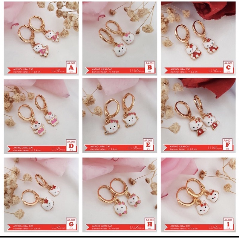 (model HELO KITTY RANDOM) Anting Anak Lucu Imut Perhiasan Imitasi Lapis Emas Anting Xuping Yaxiya Su