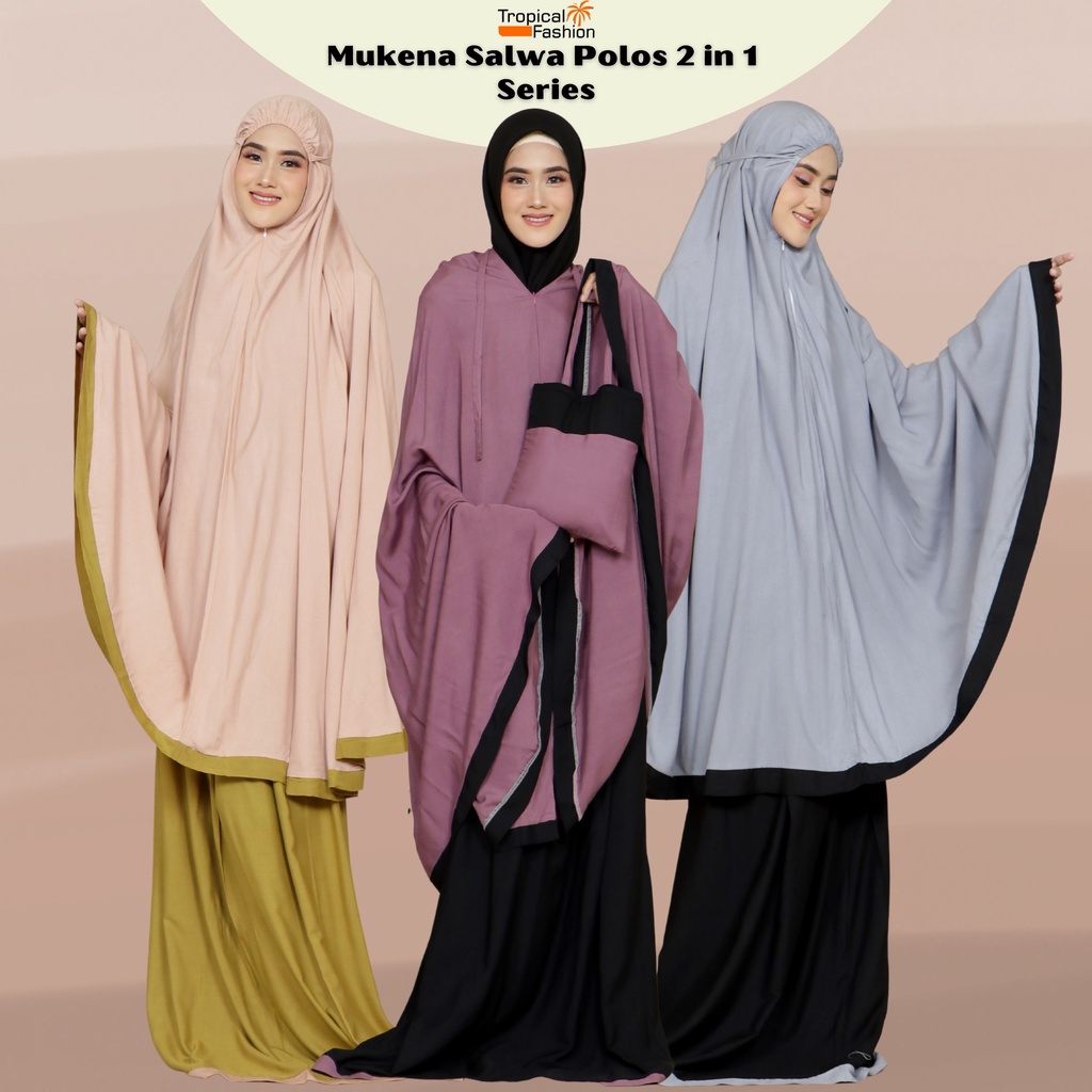 Mukena Bali Salwa Polos 2 in 1 Bahan Rayon Janger Premium By Zahwa