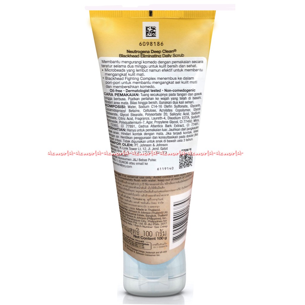 Neutrogena Deep Clean Blackhead Eliminating Daily Scrub Skrub Pembersih Komedo 100gr