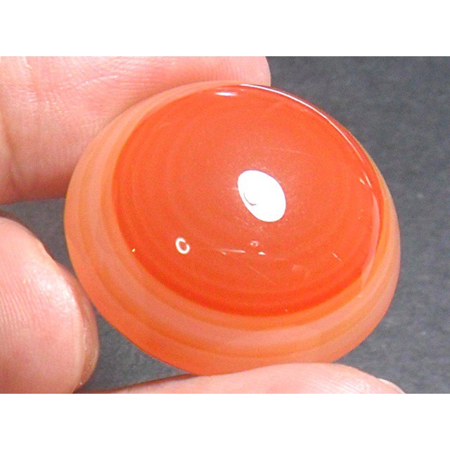 AG115 Round Cabochon 54.10ct 28mm Orange Red 'Greek Evil Eye' Picture Agate Natural Lucky Charm