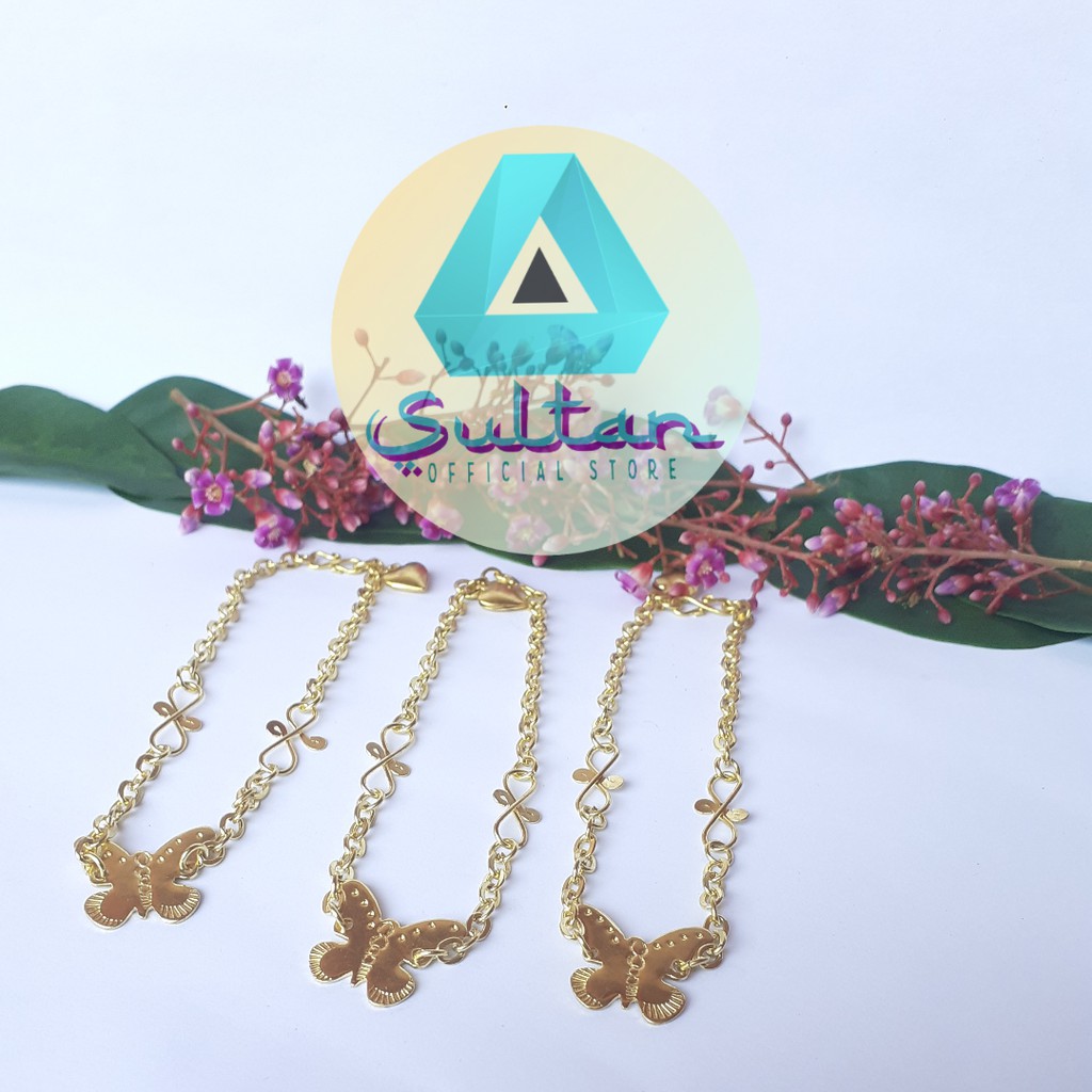 [ORIGINAL LAPIS EMAS 24K] SULTAN BRACELET GELANG LOGAM KUNINGAN MOTIF KUPU #GK010