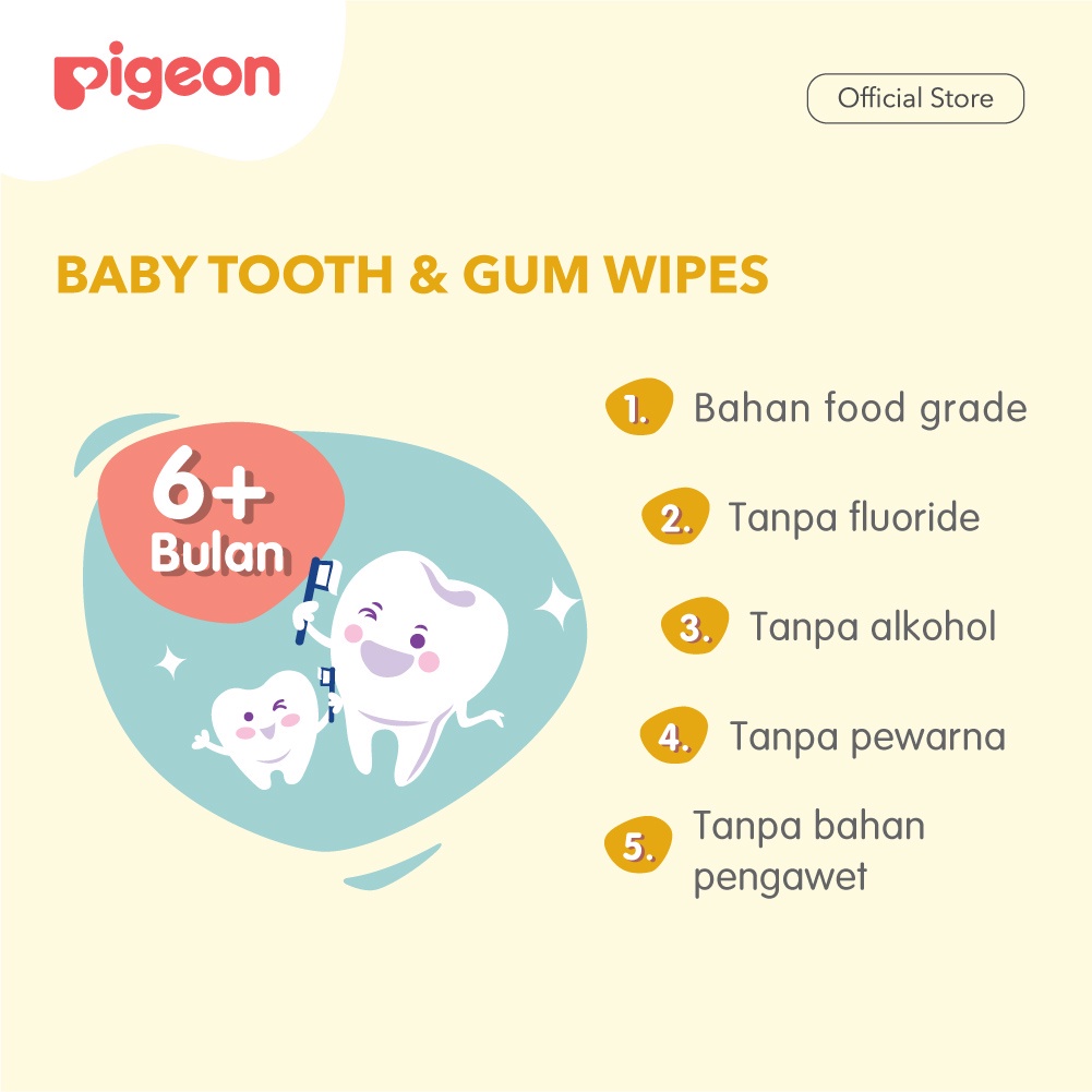 Tisu Pembersih Gigi Mulut Bayi Pigeon Baby Tooth Gum Wipes Foodgrade Aman isi 20's