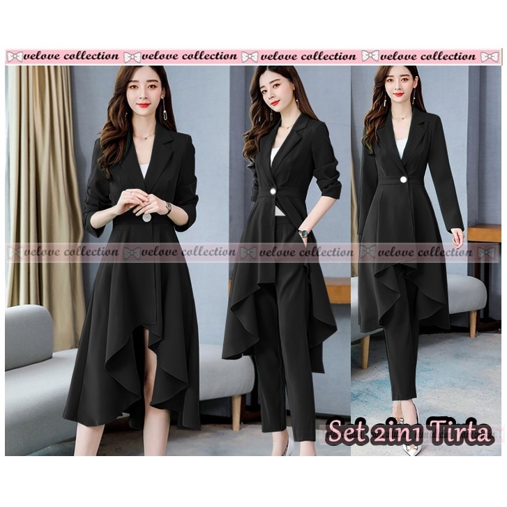 BAJU SETELAN WANITA MURAH KEKINIAN IMPORT KOREAN PREMIUM TERBARU / SETELAN KERJA WANITA KANTOR 30011