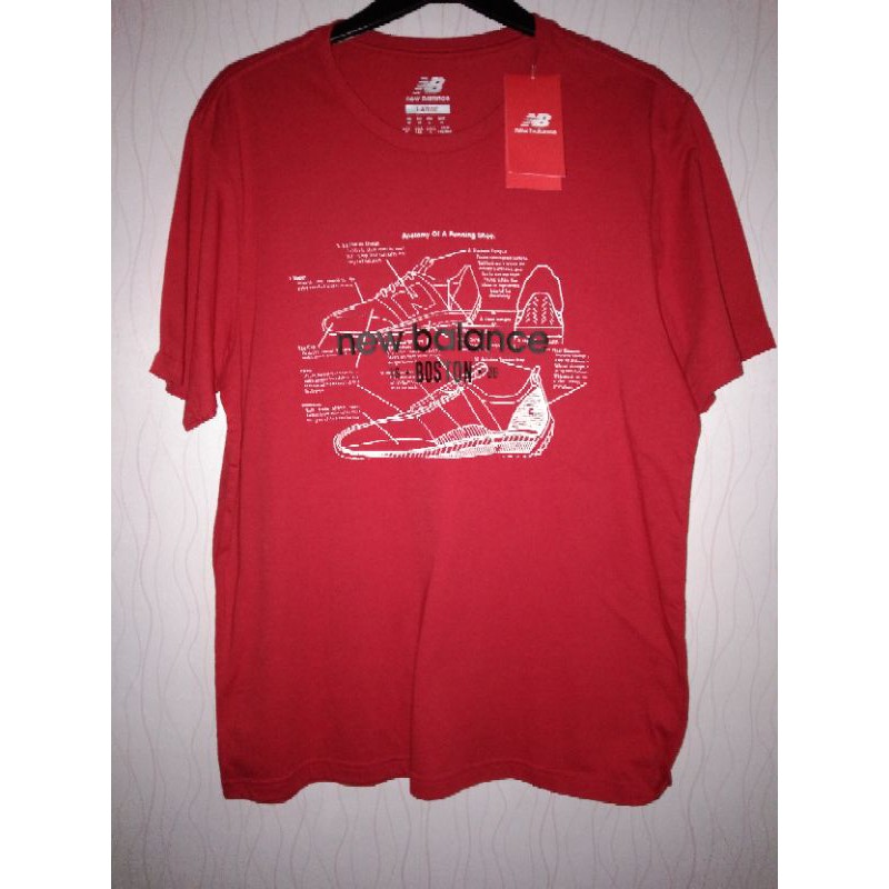 Original 100 % Kaos T-shirt NewBalance Boston Cotton Red