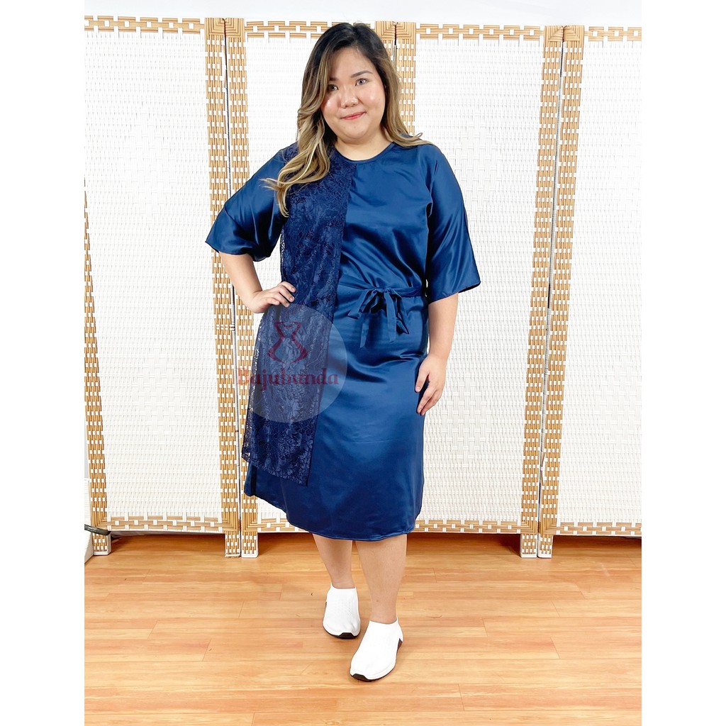 DRESS BRUKAT JUMBO WANITA LD 120 BIG SIZE POLOS PREMIUM