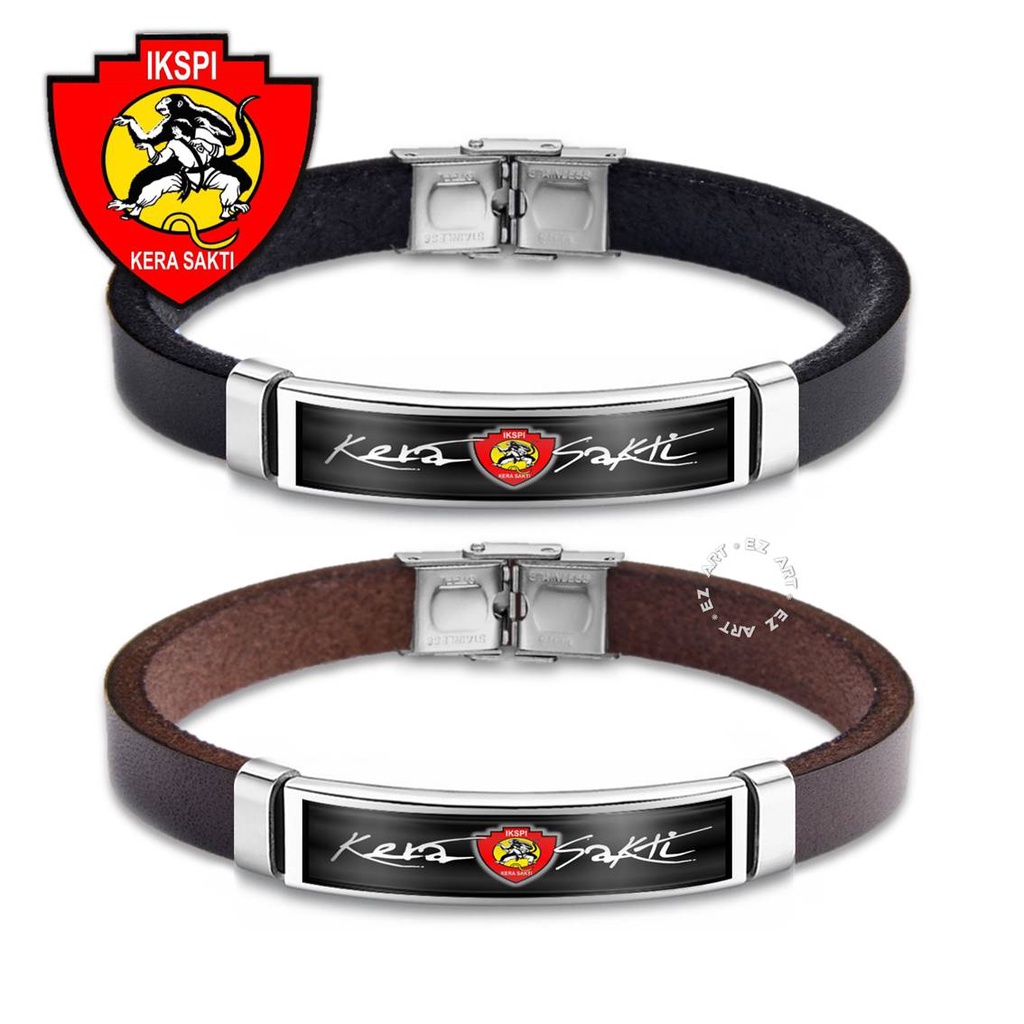 GELANG PREMIUM KULIT TEMA CUSTOM PENDEKAR SILAT KERA SAKTI IKSPI STAINLESS STEEL PRIA WANITA MODEL SABUK STRAP