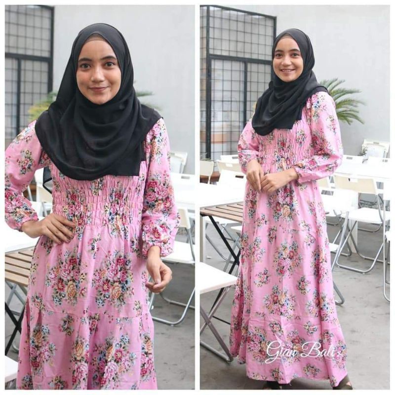 Gamis leopard/ gamis kerut dada