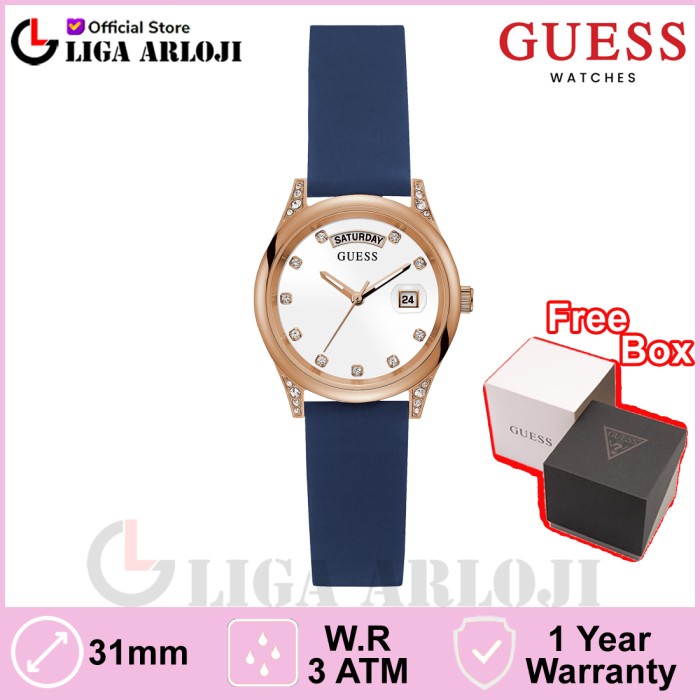 Promo GUESS GW0356L1 Original MINI AURA Jam Tangan Wanita Analog Rubber Biru