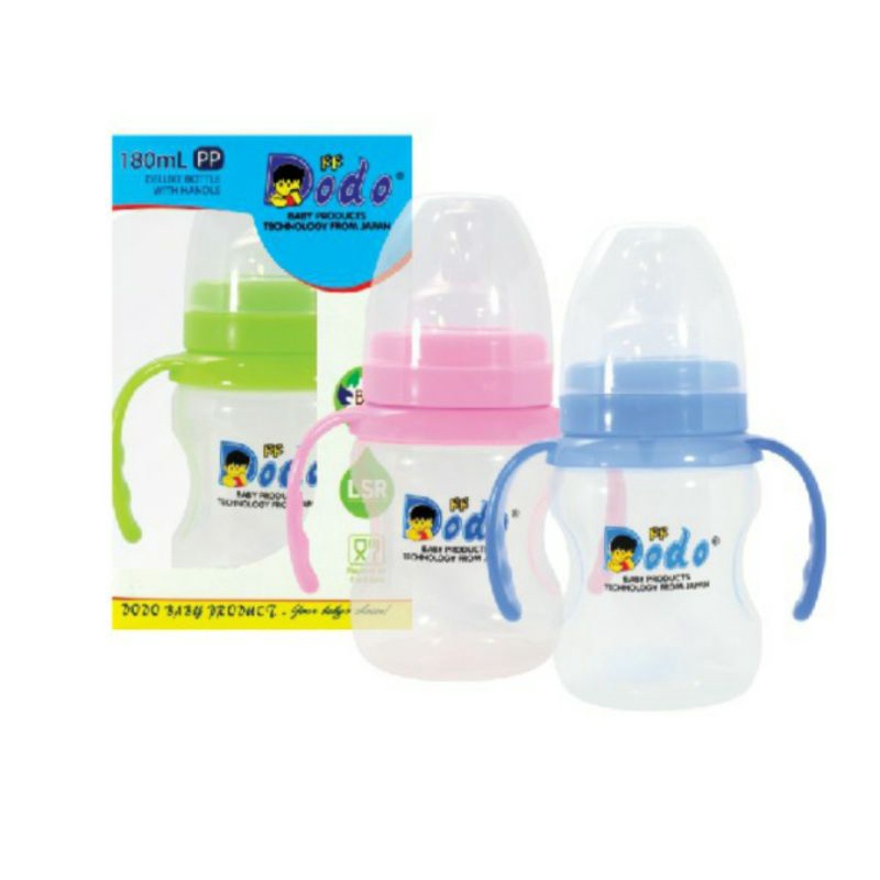 Dodo Botol Susu PP Deluxe With Handle 180ml Botol Susu Bayi Wide Neck BPA Free LSR