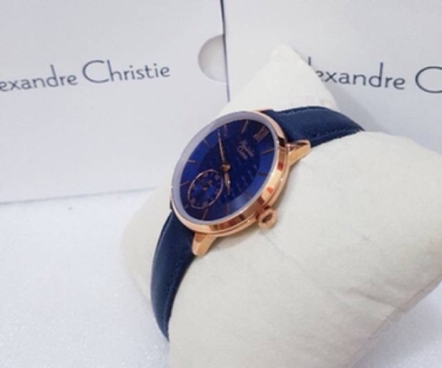 JAM TANGAN WANITA ALEXANDRE CHRISTIE AC 2682 ROSEGOLD BLUE ORIGINAL