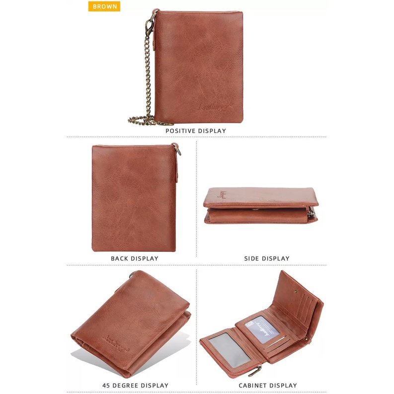 ORIGINAL BAELLERRY D3232 DOMPET TIGA LIPATAN DENGAN RANTAI KULIT SINTETIS