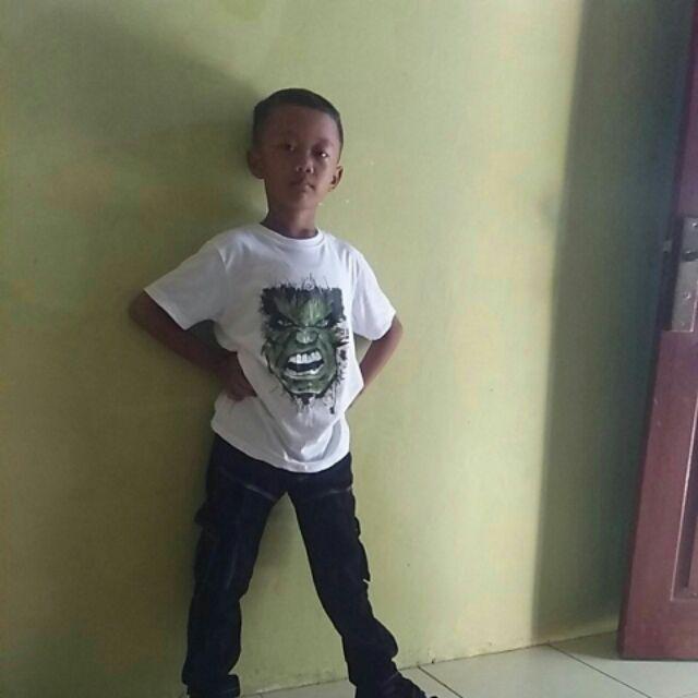 BAJU KAOS  ANAK  LUCU  HULK superhero warna  putih polos 