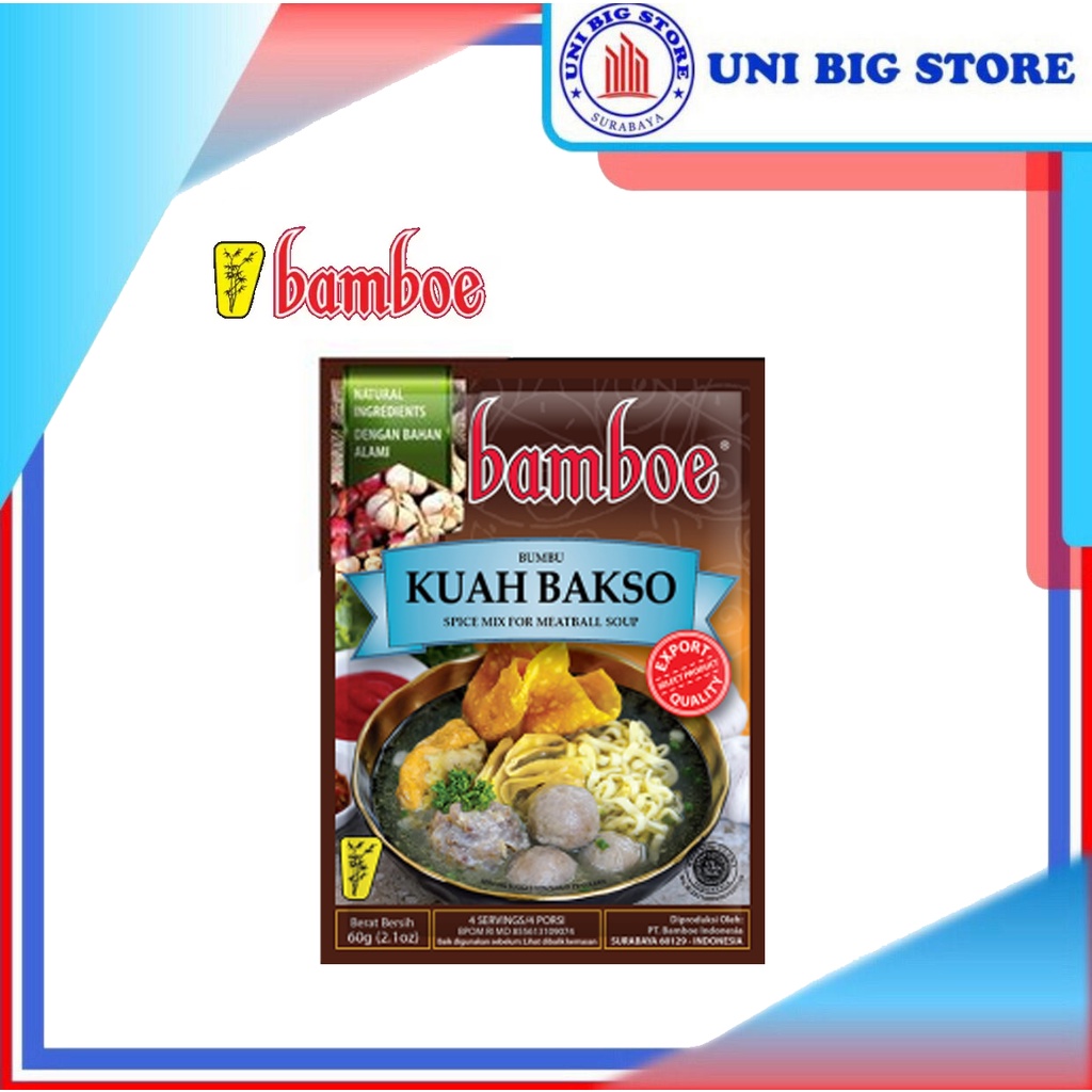 

Bamboe Export Kuah Bakso 60 gr Spice Meatball Soup Bumbu Masak Instan