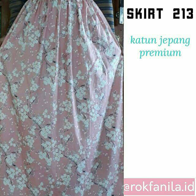 Rok Panjang Katun Jepang Premium Ori Peach Motif Bunga Sakura Cantik Murah_Skirt 213 Rokfanila