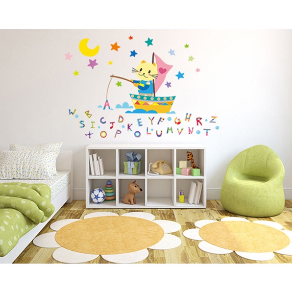 ❤ IJN ❤ Wall Sticker Alpabeth 45x60cm Huruf Abjad Study Anak Belajar Stiker Dinding