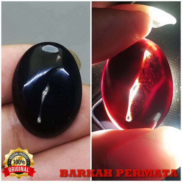 BATU YAHMAN WULUNG COMBONG HITAM SINAR MERAH ASLI