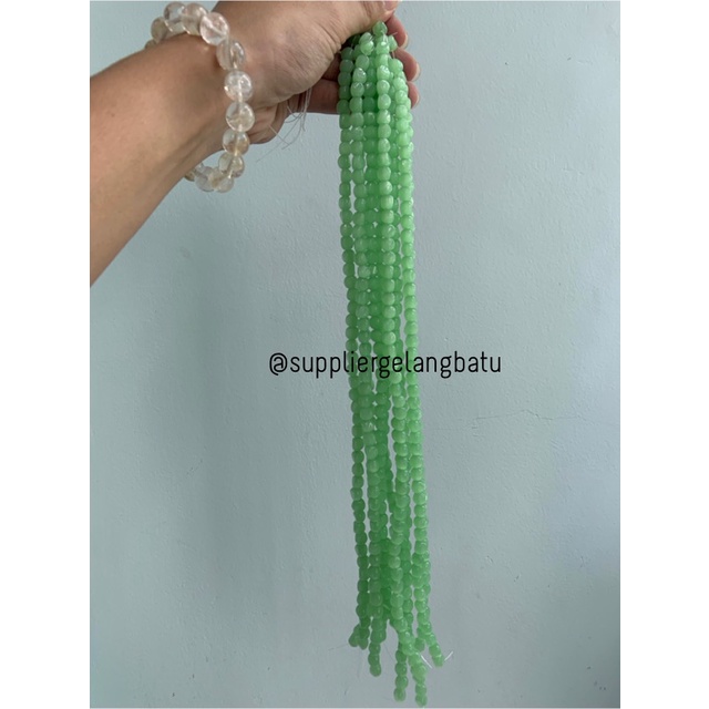 Bahan batu barok SOFT GREEN cat eye 8mm CUTTING mata kucing HIJAU