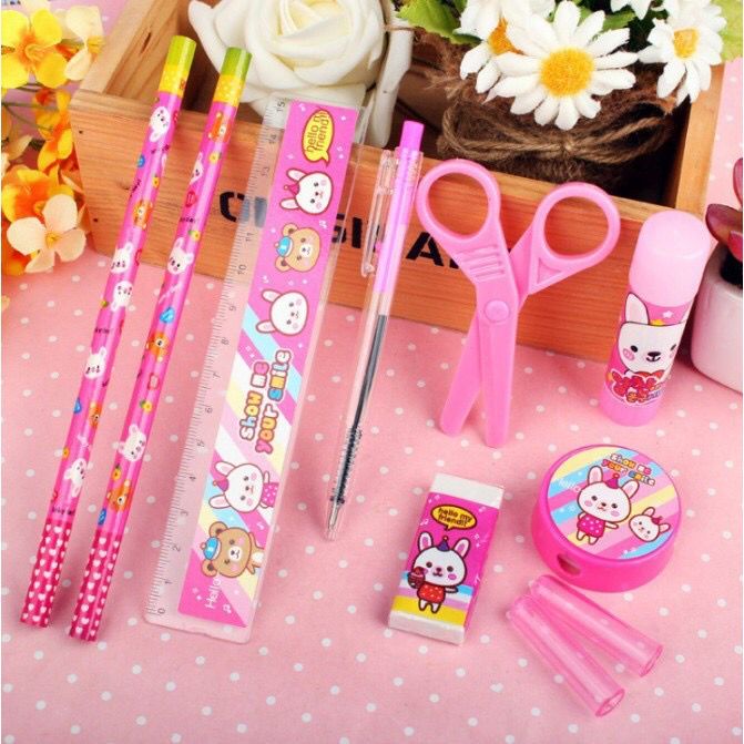 Alat Tulis Set 9 in 1 Karakter Cute / Lucu