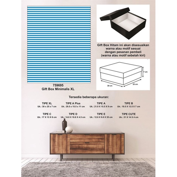 

Kotak kado/Kotak Hadiah/Box Minimalis XL-Garis Spectra SKY BLUE-A