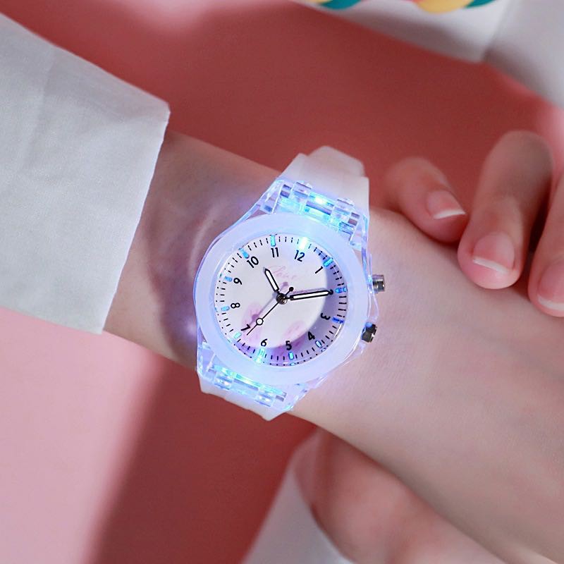 Jam Tangan Wanita Analog Quartz Jelly LED Korean Fashion / Jam Tangan Jelly LED Import