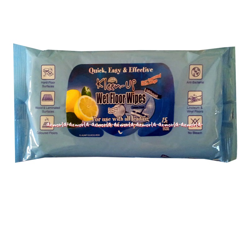 Kleen Up Wet Floor Wipes 15pcs Tissue Basah Untuk Lantai Biru Blue Kleenup Cleanup Kleen-Up Wets Floors Wipe Tisu Basah Untuk Pel Lantai Clean-Up Tissu