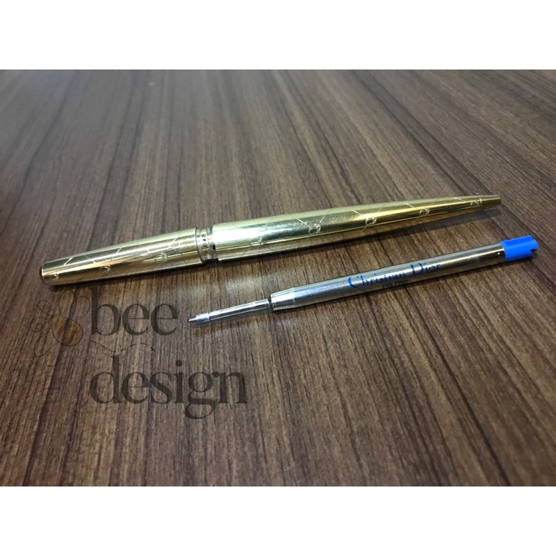 

CHIRSTIAN DIOR CHEQUER ENGRAVING GOLD BALLPOINT PEN 100% AUTHENTIC (Preloved)
