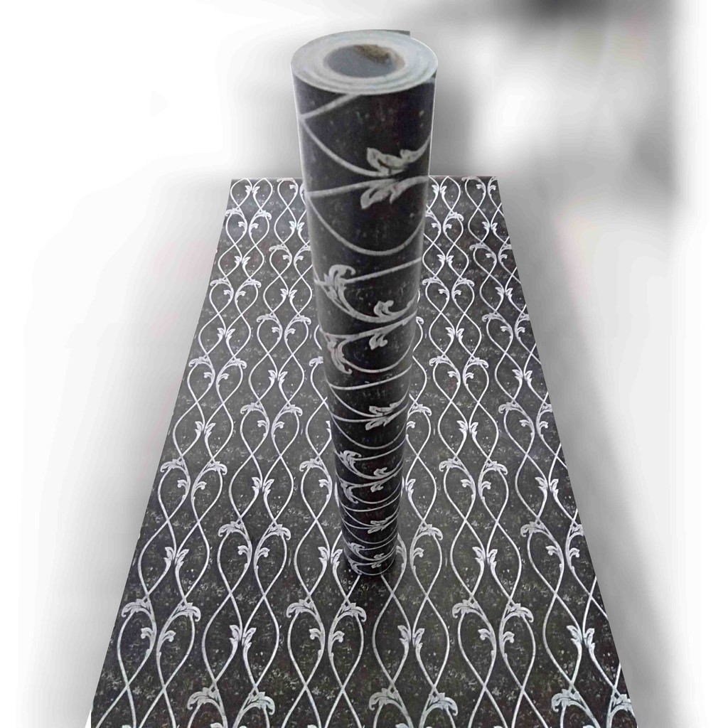Motif Ulir Teralis Hitam Elegan / Wallpaper Stiker Dinding 10 Meter X 45 CM / Bahan PVC Anti Air