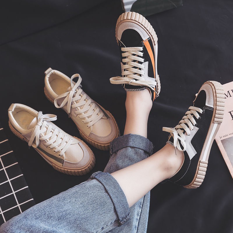 Sepatu Wanita Import Sneakers Tali Sepatu Kanvas Flat Casual Fashionable Terlaris Korean Style 2021