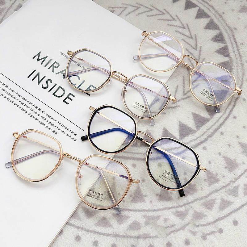 (YUZHU) TERSEDIA &amp; COD Frame Kacamata Wanita Korean Gaya Kacamata Anti Radiasi Cewek Bulat Eyeglasses