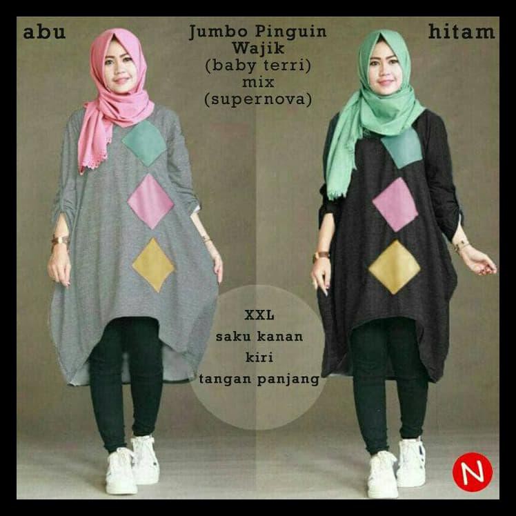 jumbo pinguin tunik,baju super jumbo,atasan,bumil,dress lengan panjang