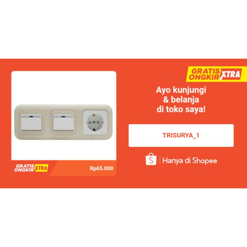 STOPKONTAK + SAKLAR 2 GANG WARNA CREAM "PANASONIC"