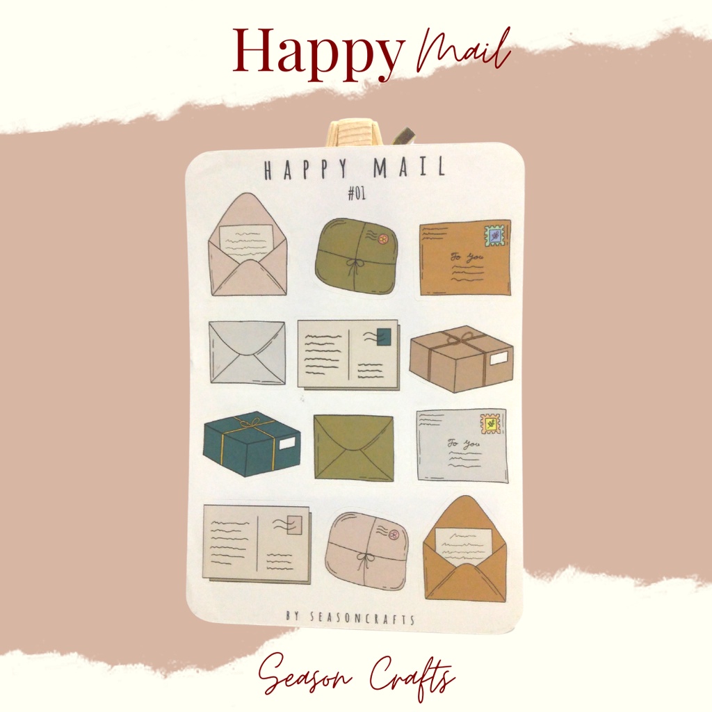 

Happy Mail Stickers Stiker Amplop Sticker Deco