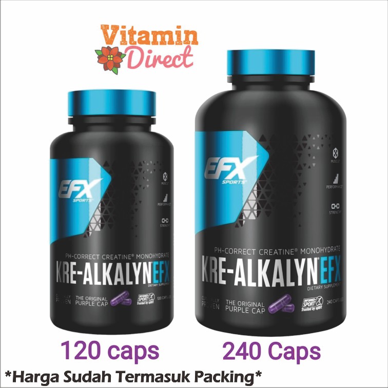 Creatine EFX SPORTS KRE-ALKALYN KRE ALKALYN KREALKALYN EFX 120  or 240 Capsules Kapsul