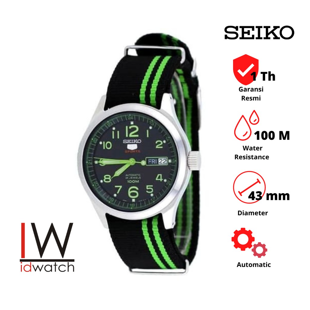Seiko 5 Sports SRP273K1 Automatic Jam Tangan Pria Original SRP273 Cowok Strap Nylon Nilon Kanvas
