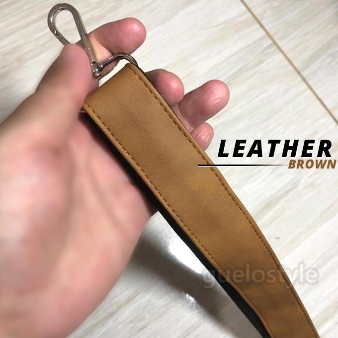 Tali selempang tas kulit / strap tas kulit pria COKELAT MUDA