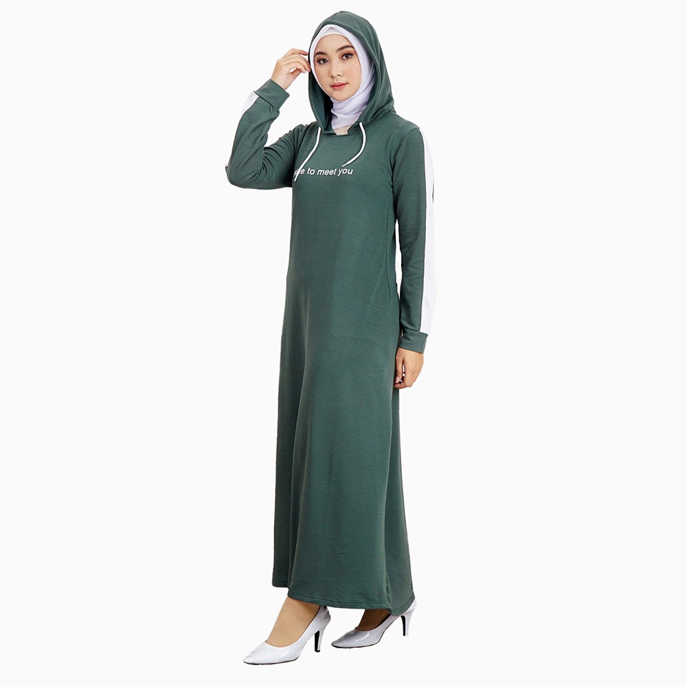 Long Dress hoodie lengan panjang Muslim wanita printing model terbaru - XSHOP Jayanti