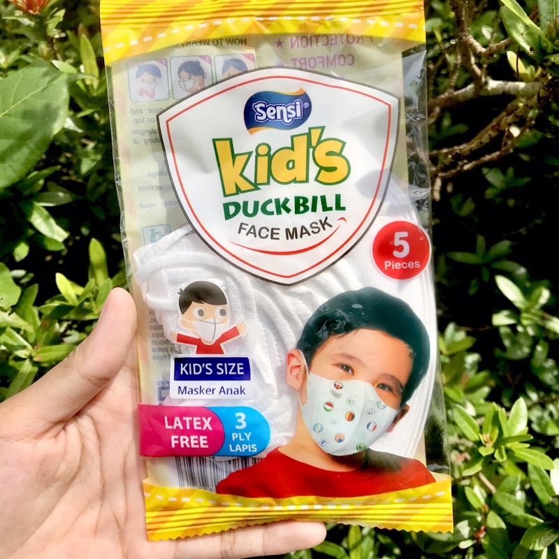 5 PCS MASKER DUCKBILL ANAK SENSI 3 PLY KIDS SIZE DUCKBILL FACE MASK LATEX FREE 3 LAPIS POLOS MOTIF | RUMIFY