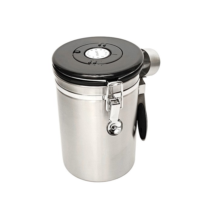 

Toples Kopi Vakum Stainless Coffee Canister With Spoon Valve 1.8 Lt