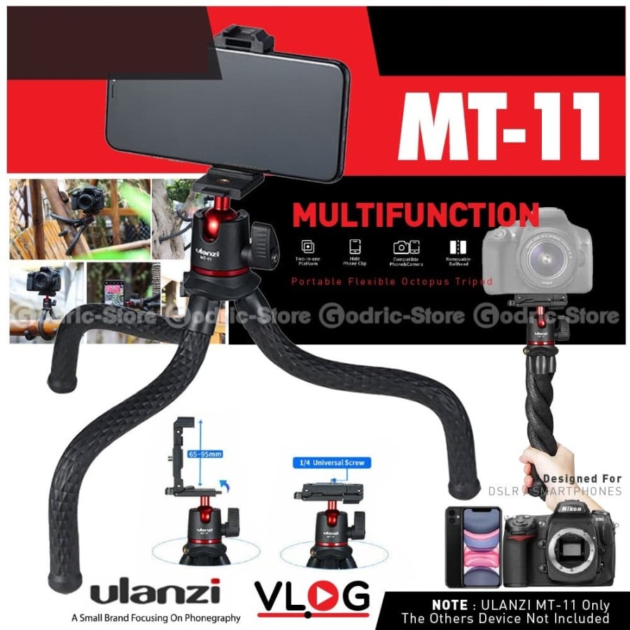 ULANZI MT-11 Octopus Tripod 1/4 Screw Mirrorless DSLR &amp; Smartphone HP MT 11