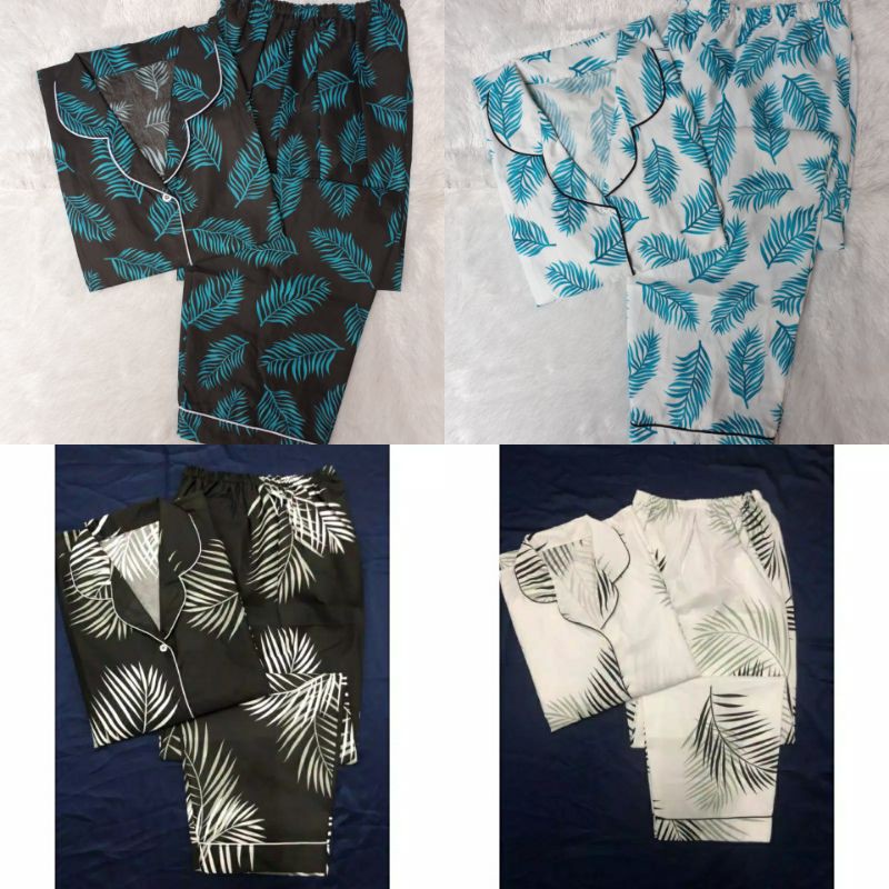 Baju Tidur Piyama Wanita/Cewek Pajamas Dewasa Katun Motif Daun