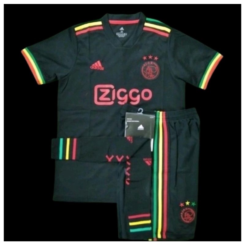 Stelan Setelan Jersey Kaos Baju Sepak Bola Ajax Amsterdam Away 3rd Third 4th Bob Marley Hitam Black 