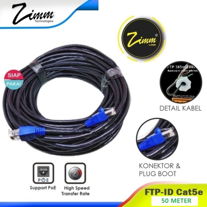 FTP OUTDOOR 50 METER KABEL LAN OUTDOOR FTP CAT5E 5 CAT 5E 50 METER Zimmlink