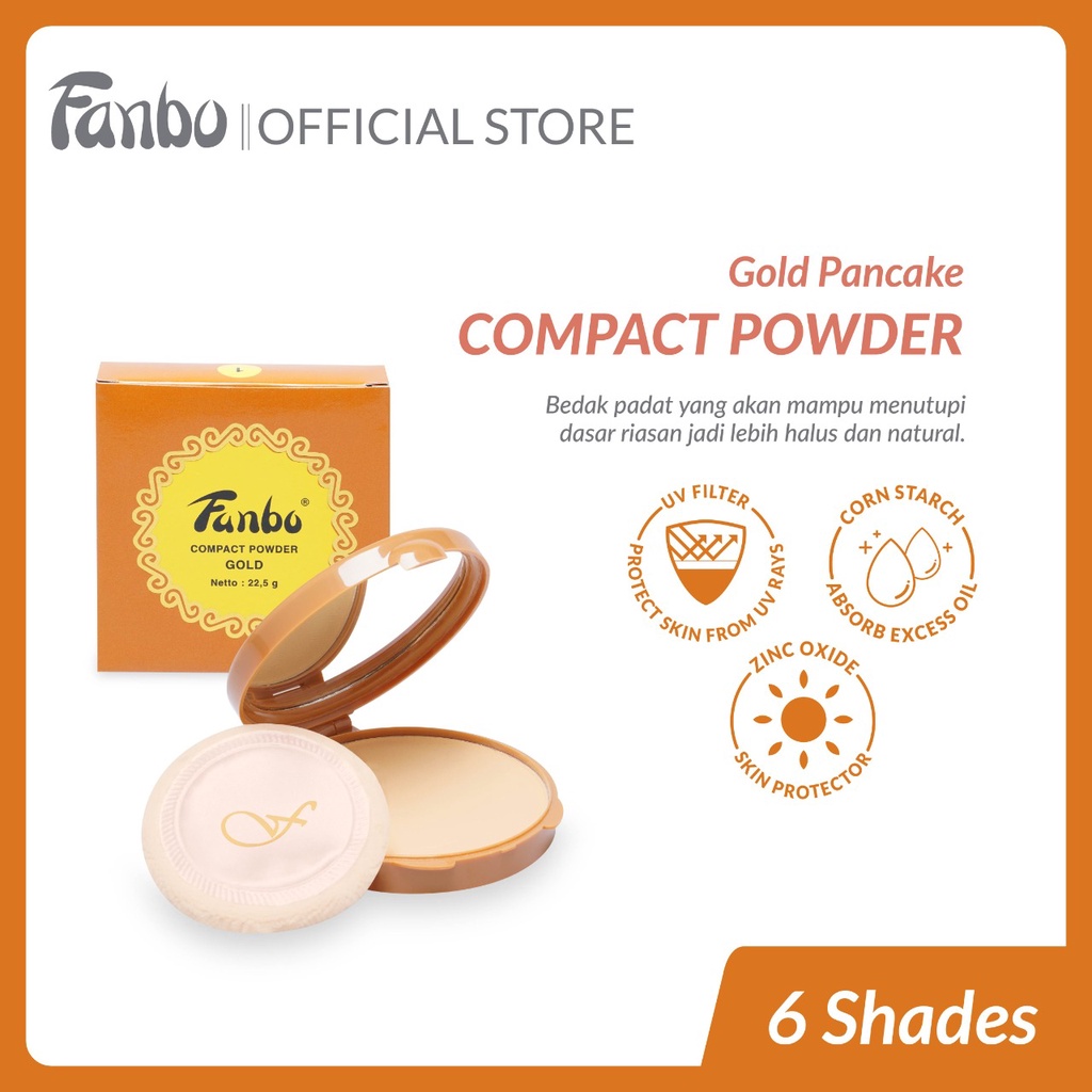 Fanbo Gold Pancake Compact Powder - Bedak Padat - Zink Oxide - UV Filter-0