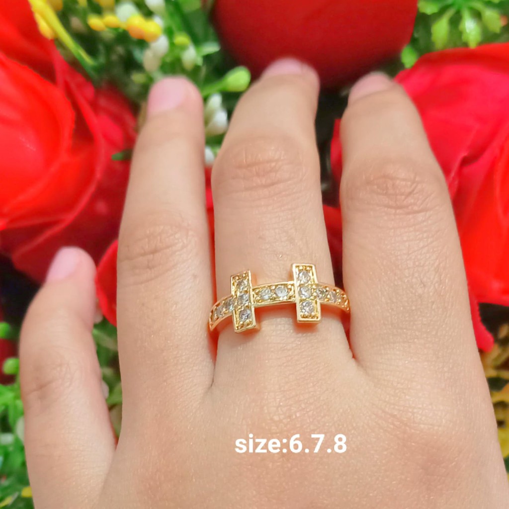 Cincin Dewasa Permata Zircon Perhiasan Wanita Gold (COD)